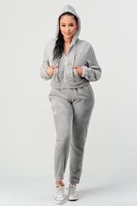 Womens Furry Half Zip up Hoodie & Jogger Set, photo 3 of 3