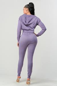 Women's lavender Zip Up Hoodie and Jogger Set, photo 2 of 2