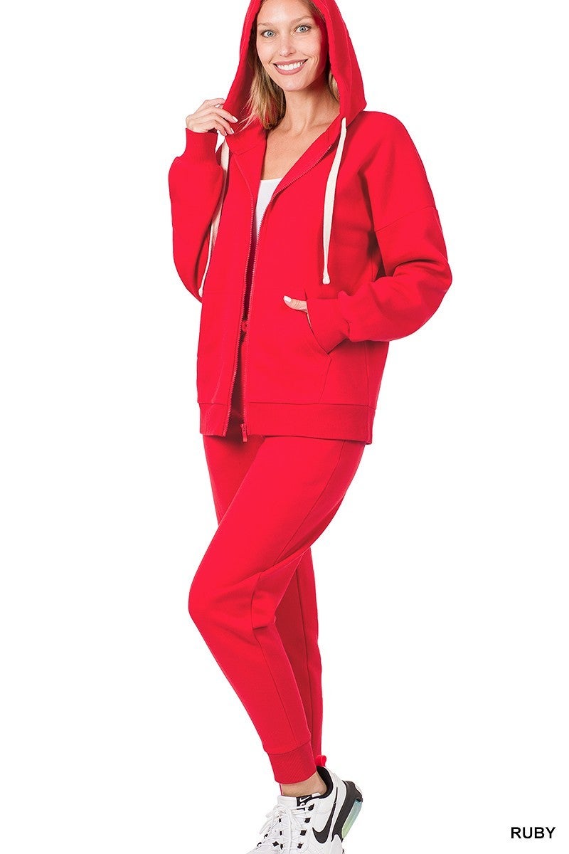 Womens RED ZIPPER HOODIE JACKET & JOGGER PANTS