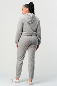 Womens Furry Half Zip up Hoodie & Jogger Set, photo 2 of 3