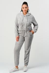 Womens Furry Half Zip up Hoodie & Jogger Set, photo 1 of 3