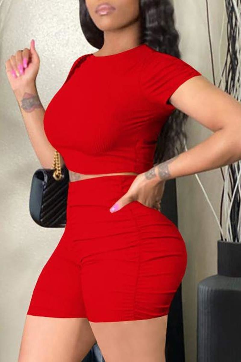 2 Piece Set Short Sleeve Crop Top with Shorts, photo 1 of 2