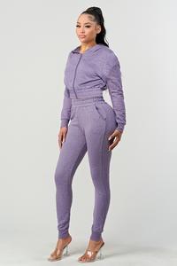 Women's lavender Zip Up Hoodie and Jogger Set, photo 1 of 2